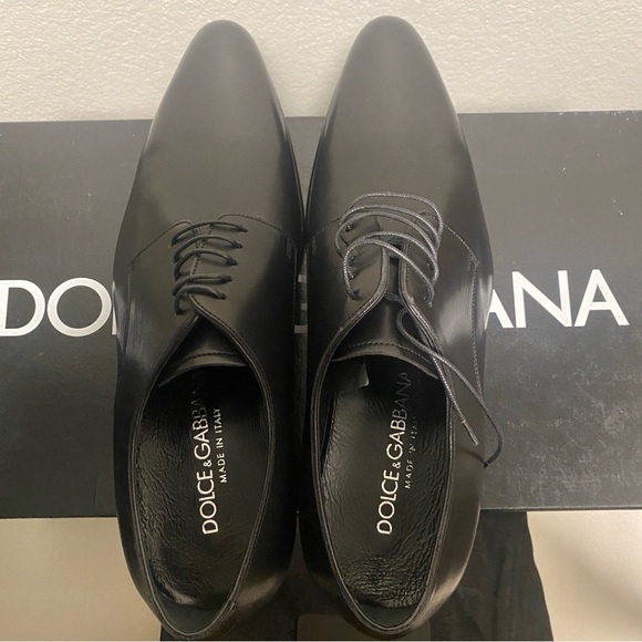 NIB Dolce & Gabbana Men’s Stringata Vitelo VIP Derby Leather Shoes - Size 6.5 - Picture 8 of 16
